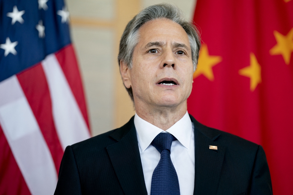 In this file photo taken on July 8, 2022, US Secretary of State Antony Blinken attends a meeting with China's Foreign Minister Wang Yi in Nusa Dua on the Indonesian resort island of Bali. (Photo by Stefani Reynolds / POOL / AFP)