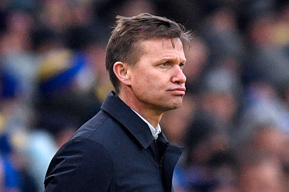 In this file photo taken on January 22, 2023 Leeds United's US head coach Jesse Marsch looks on during the English Premier League football match between Leeds United and Brentford at Elland Road in Leeds, northern England.  (Photo by Oli SCARFF / AFP)