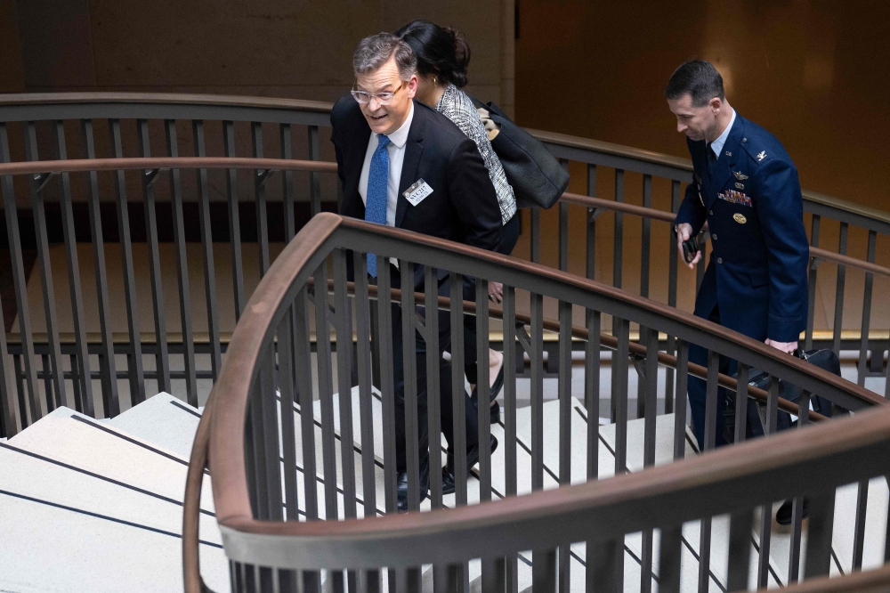 Under Secretary of Defense for Policy Colin Kahl departs the Senate SCIF on Capitol Hill in Washington, DC, on February 9, 2023, after US senators received a classified briefing on the Chinese balloon incident. (Photo by Jim WATSON / AFP)