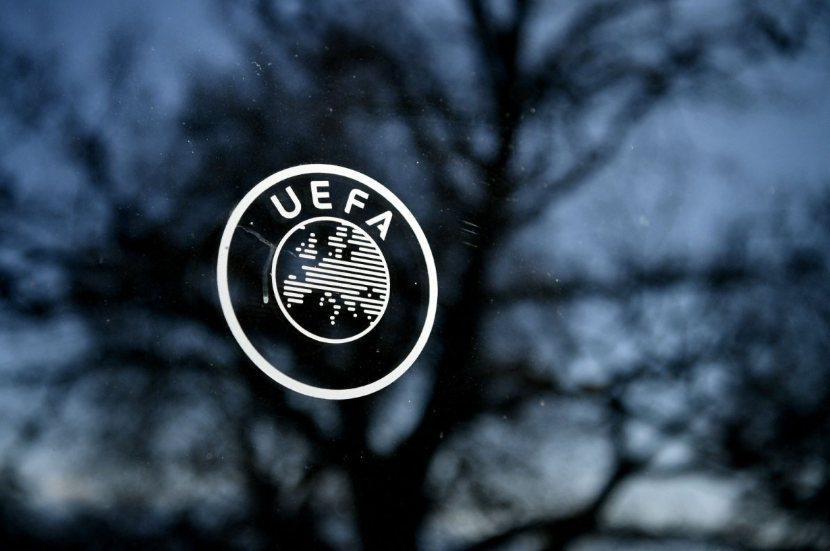 The UEFA logo at the organization's headquarters in Nyon, Switzerland, February 28, 2020.  File / AFP Photo