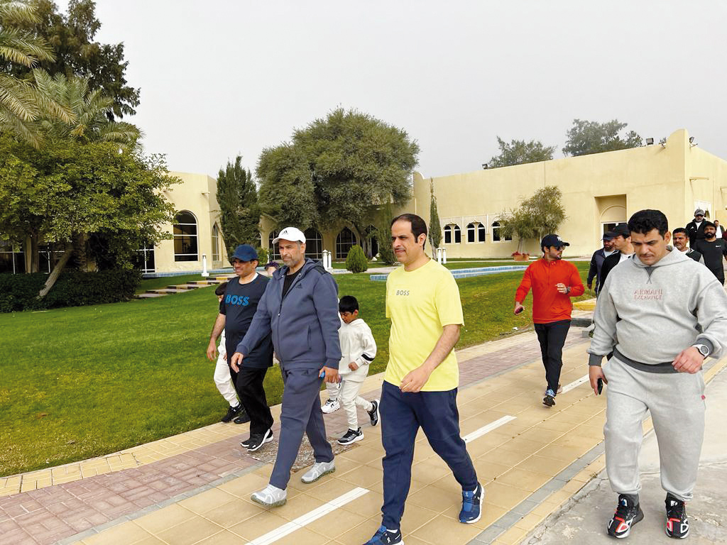 Minister of Environment and Climate Change H E Sheikh Dr. Faleh bin Nasser bin Ahmed Al Thani participating in a sport activity in Lusail yesterday. 