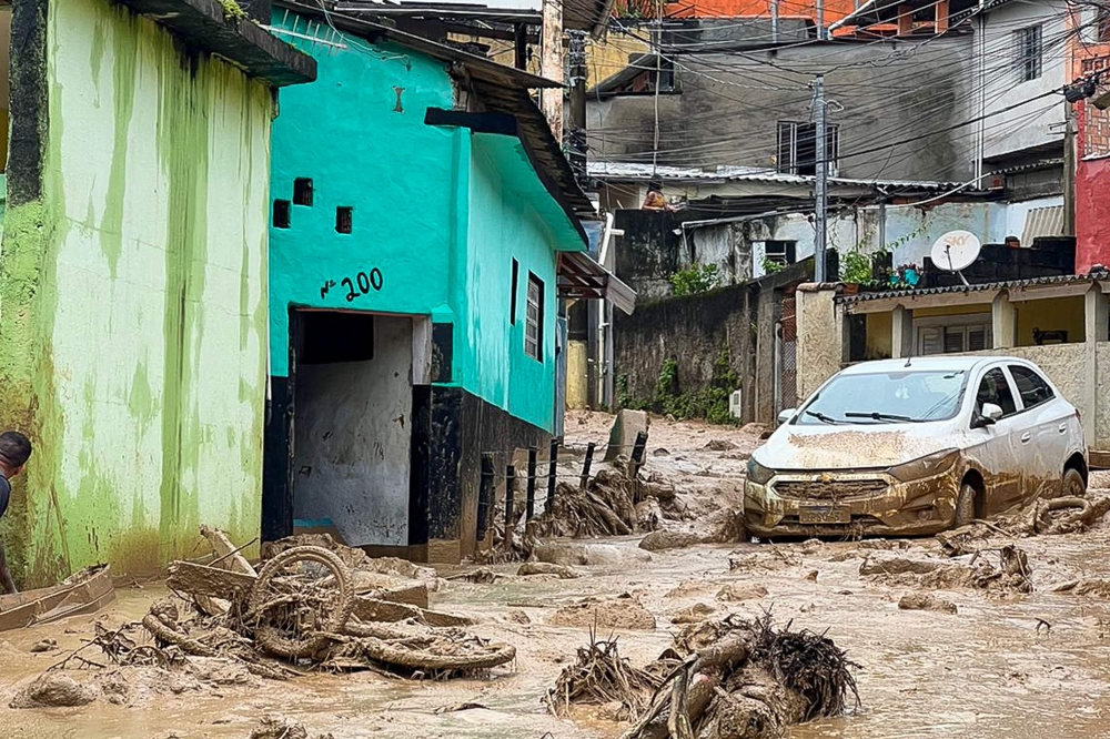 This handout picture released by Sao Sebastiao City Hall shows the damage caused by heavy rains in the municipality of Sao Sebastiao, north coast of the state of Sao Paulo, Brazil, on February 19, 2023. Photo by Sao Sebastiao City Hall / AFP
