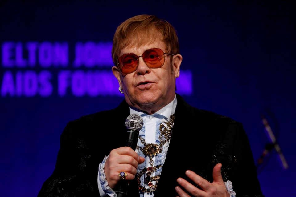Elton John speaks during the Elton John AIDS Foundation's Gala in New York City, NY, US, November 5, 2018. (REUTERS/Caitlin Ochs)