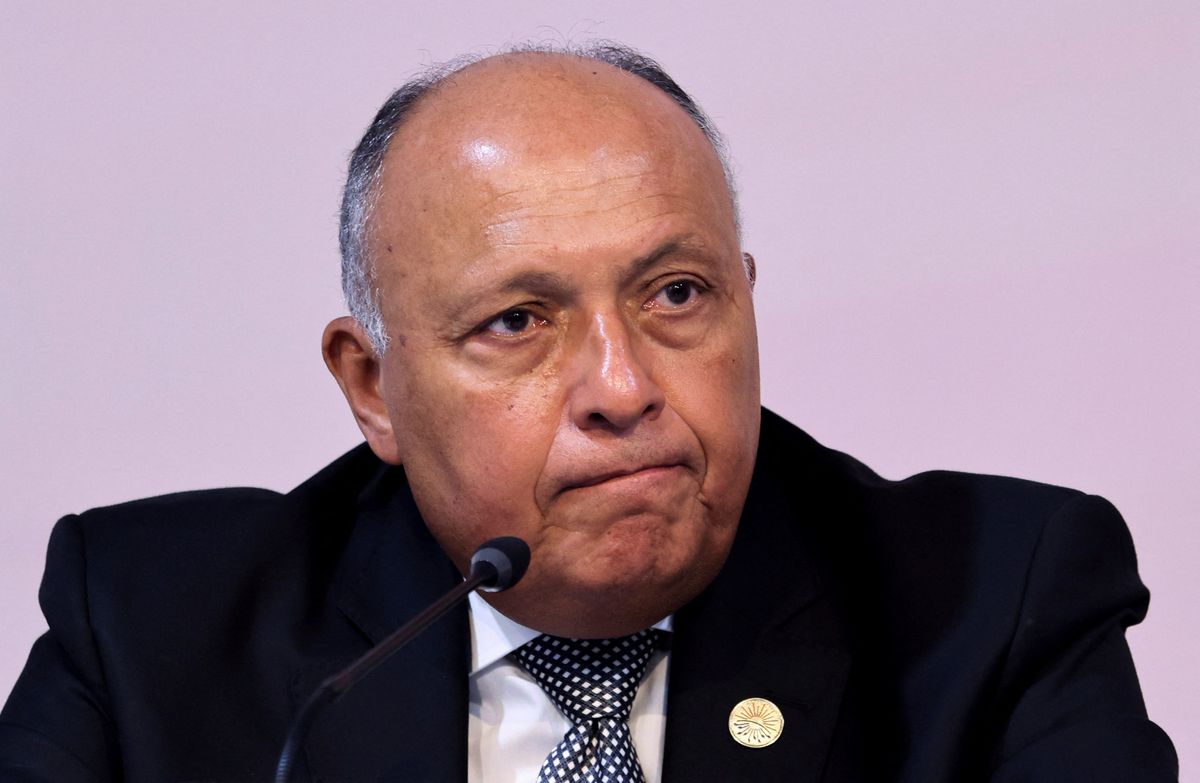 Egypt's Foreign Minister Sameh Hassan Shoukry attends a news conference at the COP27 climate summit in the Red Sea resort of Sharm el-Sheikh, Egypt, November 8, 2022. (REUTERS/Mohamed Abd El Ghany)