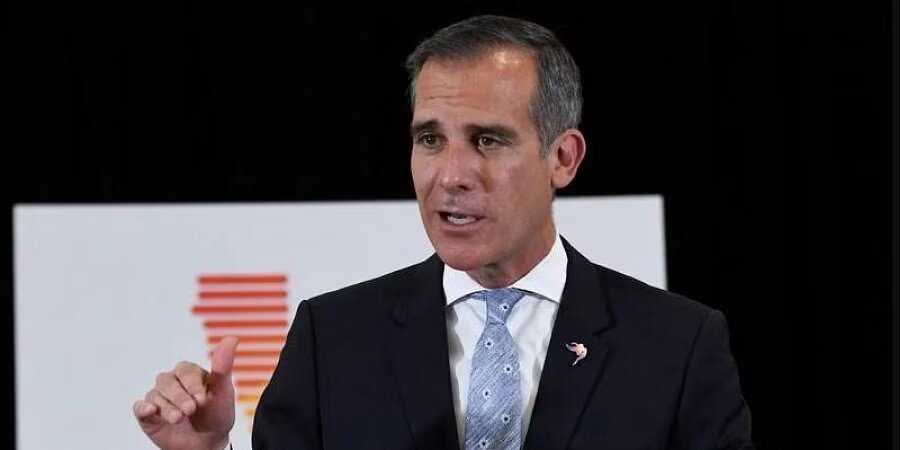 Former Los Angeles Mayor Eric Garcetti. File photo / AFP