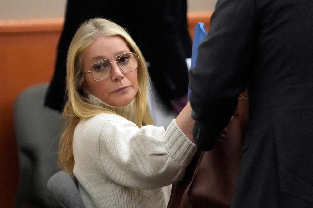 US actress Gwyneth Paltrow looks on before leaving the courtroom in Park City, Utah, on March 21, 2023, where she is accused in a lawsuit of crashing into a skier during a 2016 family ski vacation, leaving him with brain damage and four broken ribs. Photo by Rick Bowmer / POOL / AFP

