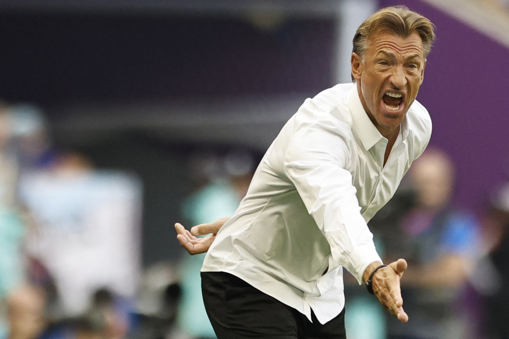Saudi Arabia's French coach Herve Renard gestures during the Qatar 2022 World Cup Group C football match between Argentina and Saudi Arabia at the Lusail Stadium in Lusail, north of Doha on November 22, 2022. File photo / AFP

