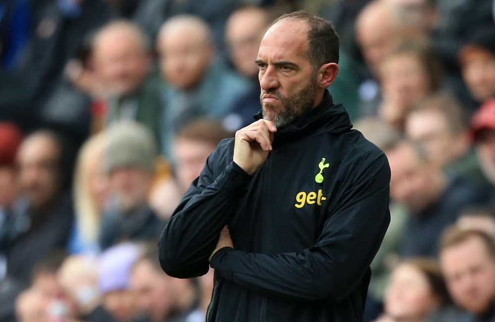 In this file photo taken on April 23, 2023 Tottenham Hotspur's Italian interim head coach Cristian Stellini reacts during the English Premier League football match between Newcastle United and Tottenham Hotspur at St James' Park in Newcastle-upon-Tyne, north east England. (Photo by Lindsey Parnaby / AFP) 