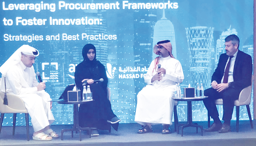 Eng. Nayef Al Ibrahim (first left), Haya Al Ghanim (second left), Abdulaziz Al Meer (second right) and Jose Angel Iralde during the panel discussion at Le Royal Meridian, yesterday. 