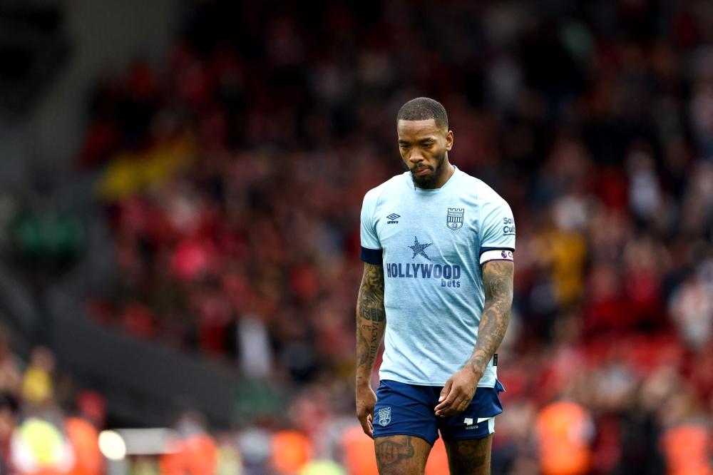 (FILES) Brentford's English striker Ivan Toney reacts after losing at the end of the English Premier League football match between Liverpool and Brentford at Anfield in Liverpool, north west England on May 6, 2023. (Photo by DARREN STAPLES / AFP) 