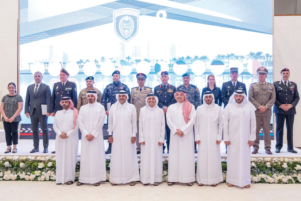Prime Minister and Minister of Foreign Affairs H E Sheikh Mohammed bin Abdulrahman bin Jassim Al Thani, Deputy Prime Minister and Minister of State for Defence Affairs H E Dr Khalid bin Mohamed Al Attiyah, Minister of Interior H E Sheikh Khalifa bin Hamad bin Khalifa Al Thani and other dignitaries and members of the security committee at the event yesterday.