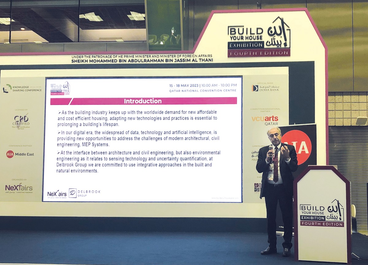 Eng. Ali Haj Shafiei, President of Delbrook Group, speaking to the attendees at the Build Your House Exhibition held recently.