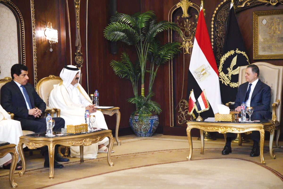 Director of Public Security H E Maj Gen Abdullah Mohammed Al Suwaidi meets with Egypt’s Minister of Interior H E Major General Mahmoud Tawfik in Cairo. Qatar's Ambassador to Egypt H E Salem Mubarak Al Shafi is also in the picture.