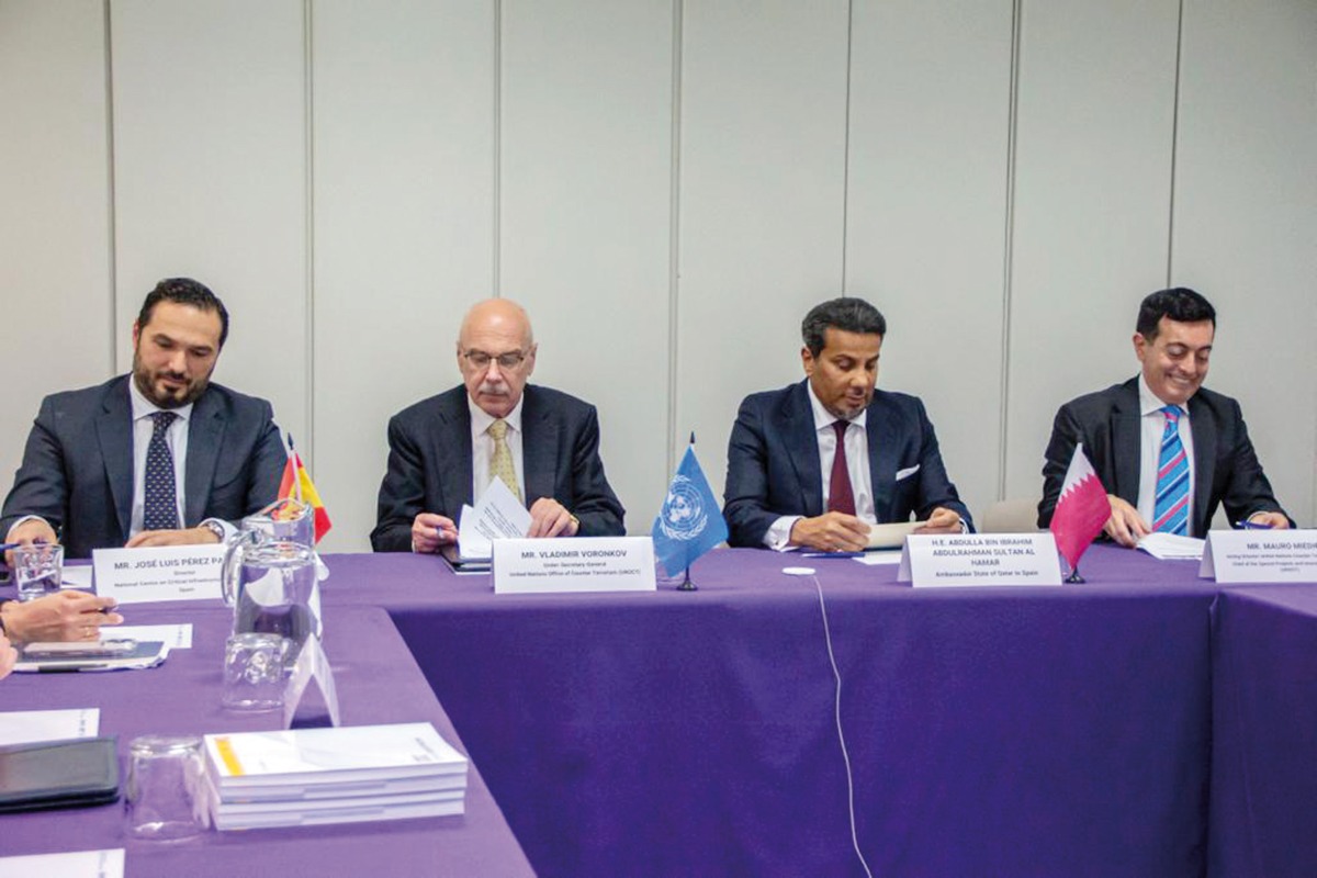 Ambassador of Qatar to the Kingdom of Spain H E Abdullah bin Ibrahim Al Hamar (second right) at the event.