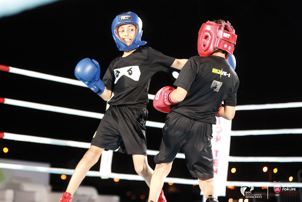 Young boxers in action during the third Qatar Olympic Committee Beach Games at Cultural Village Katara, in this file photo.