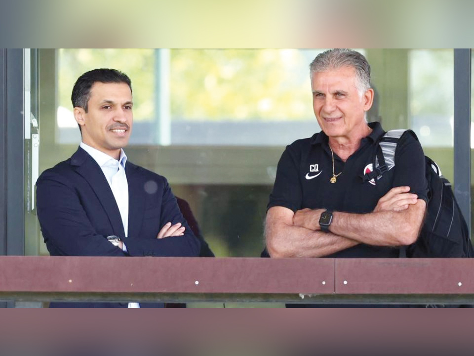 QFA President Jassim bin Rashid Al Buainain with Qatar coach Carlos Queiroz during his visit to the national training camp in Austria.