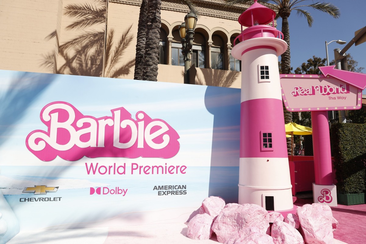 Barbie sets are displayed for the world premiere of 