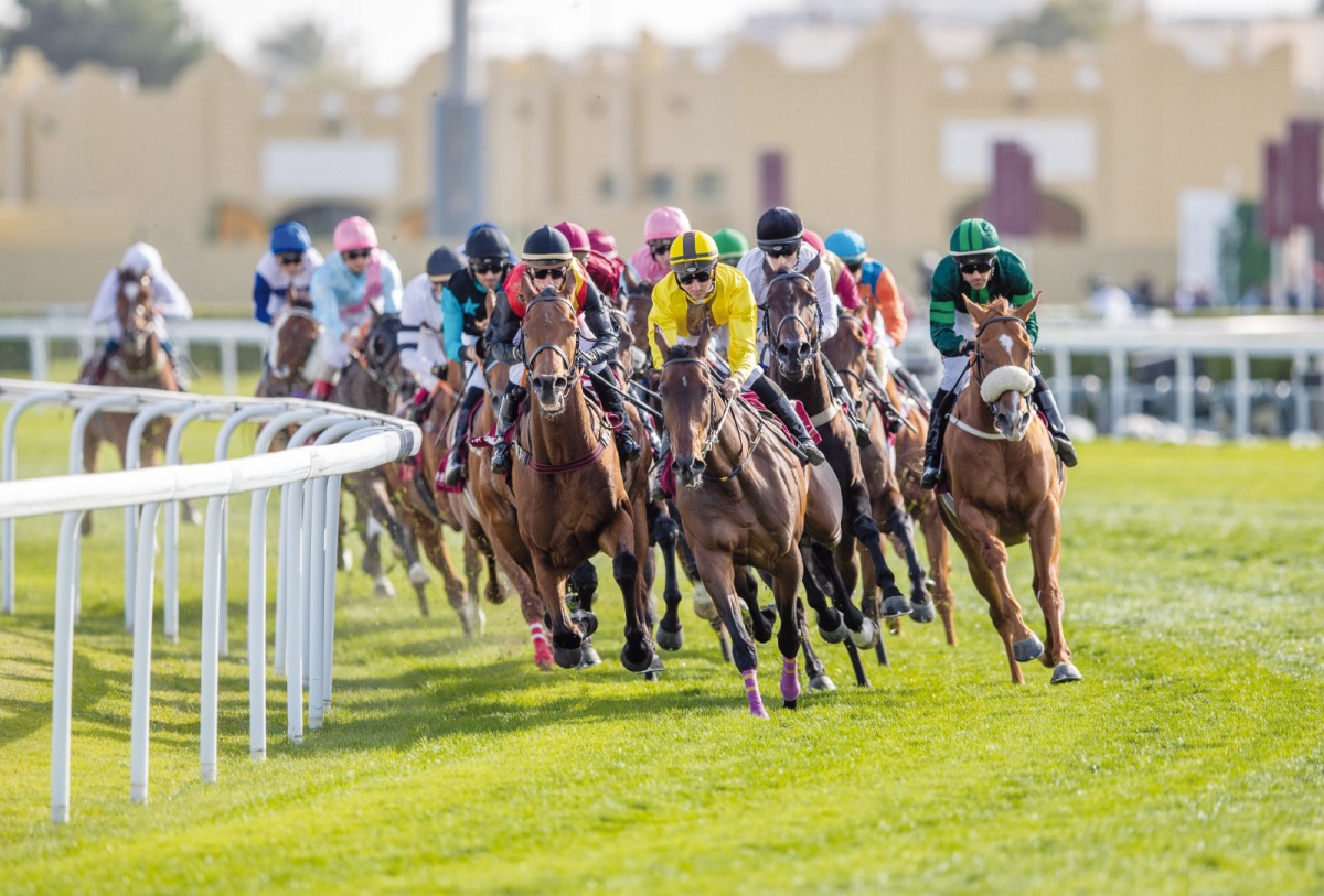 A file photo of action during an earlier race at Al Rayyan Racecourse.