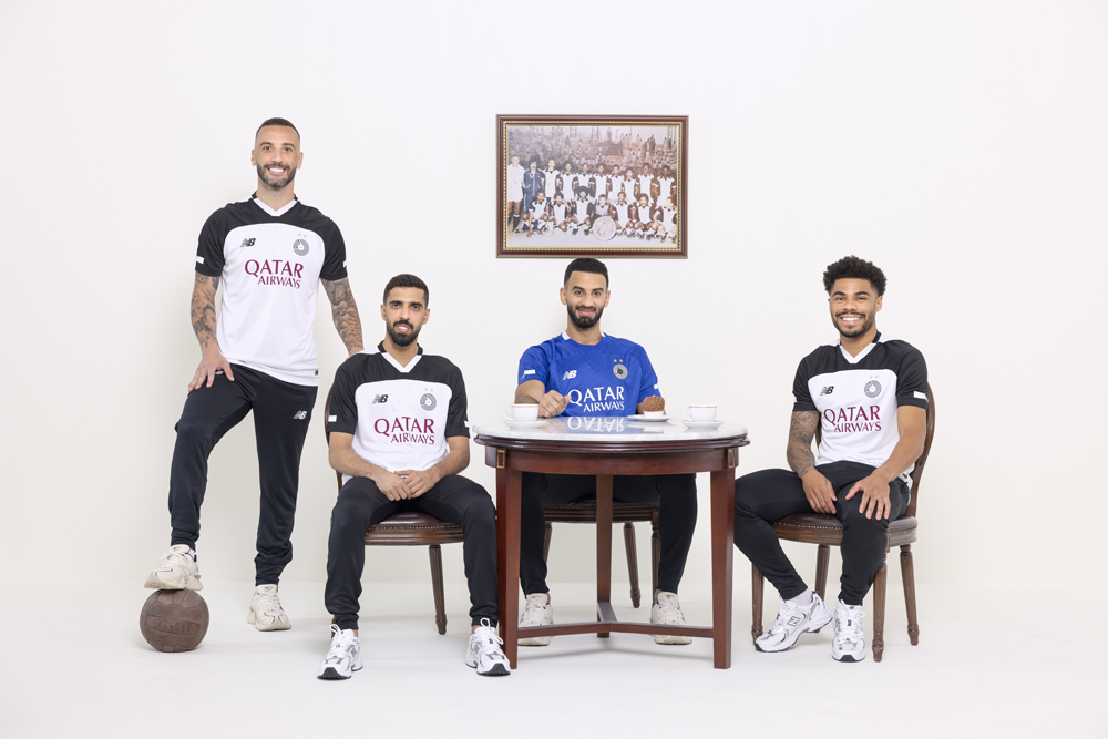 Al Sadd players sporting their new home kit.