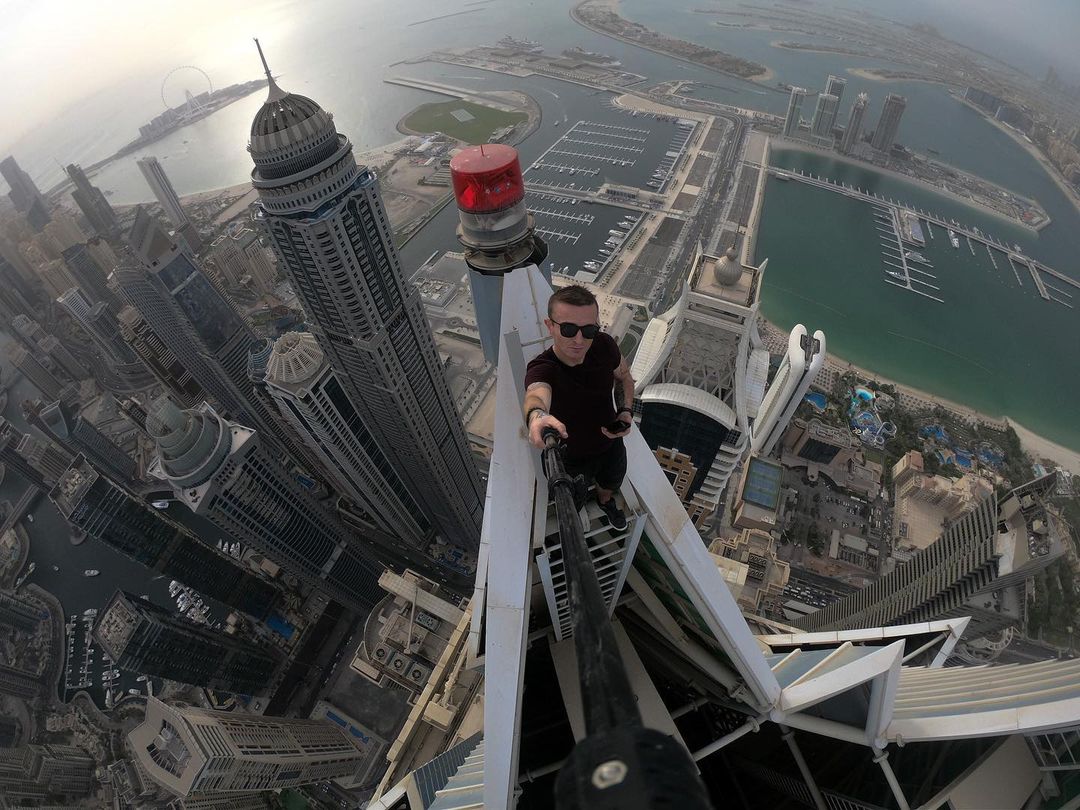 Lucidi atop a building in Dubai. Pic: Instagram 