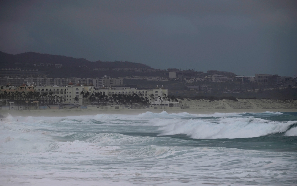 General view of the Medano beach in Los Cabos, Baja California State, Mexico, during the passage of Hurricane Hilary, on August 19, 2023. Photo by ALFREDO ESTRELLA / AFP