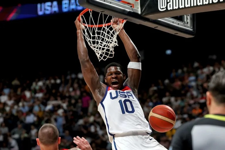 Minnesota Timberwolves guard Anthony Edwards has been in impressive form during the USA's World Cup warm-up matches. (Giuseppe Cacace / AFP)