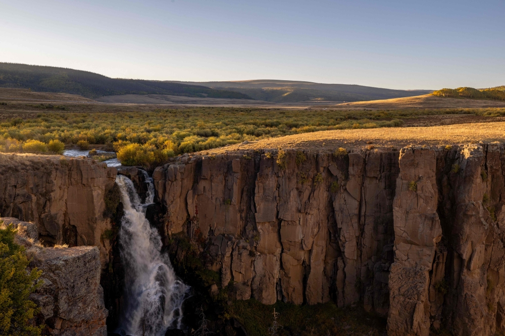 North Clear Creek Falls, approximately 57 miles from Canby mountain, is seen on September 24, 2023 in Rio Grande National Forest, Colorado. An increasingly arid climate and growing population throughout New Mexico and Texas, has raised concerns about the severity, regularity and duration of naturally occurring droughts in the Southwest region of the United States. (Photo by Brandon Bell/Getty Images/AFP)