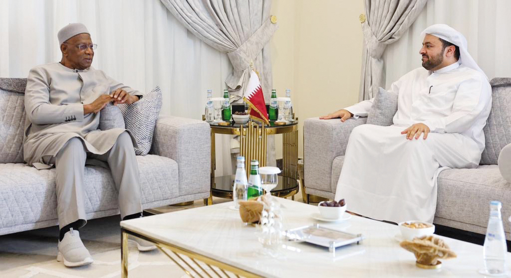 Minister of State H E Dr. Mohammed bin Abdulaziz bin Saleh Al Khulaifi meeting Special Representative of the Secretary-General of the United Nations for Libya H E Abdoulaye Bathily yesterday.
