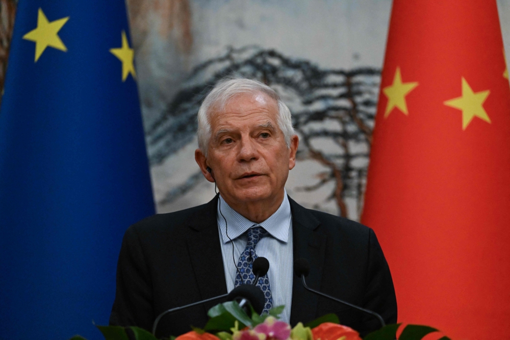 EU High Representative for Foreign Affairs and Security Policy Josep Borrell attends the EU-China High-Level Strategic Dialogue at the Diaoyutai State Guest House in Beijing on October 13, 2023. (Photo by Pedro Pardo / AFP)