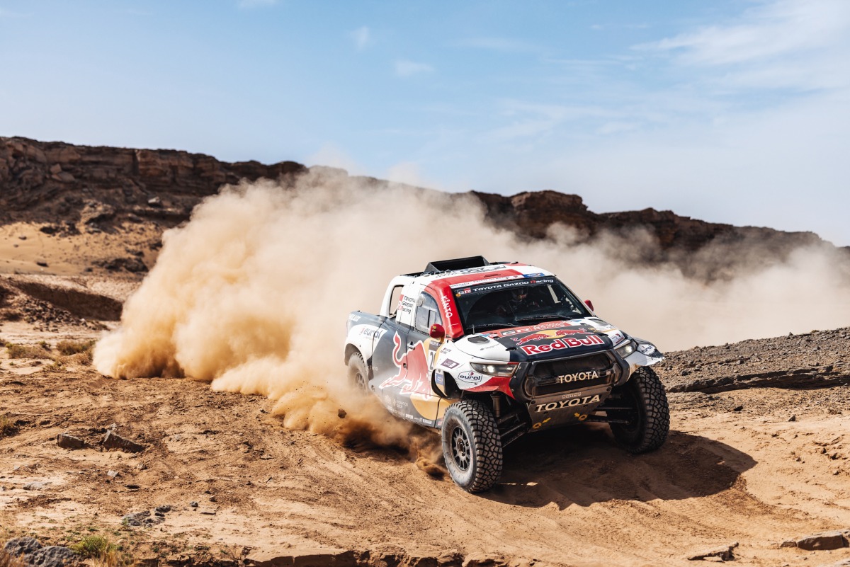 Nasser Al Attiyah drives during the fourth stage.