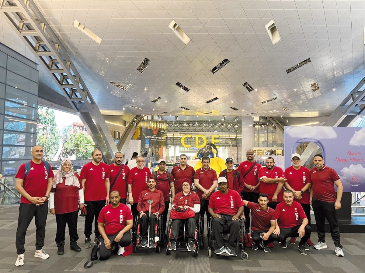 Qatar athletes pose ahead of their departure for Hangzhou Asian Para Games. 