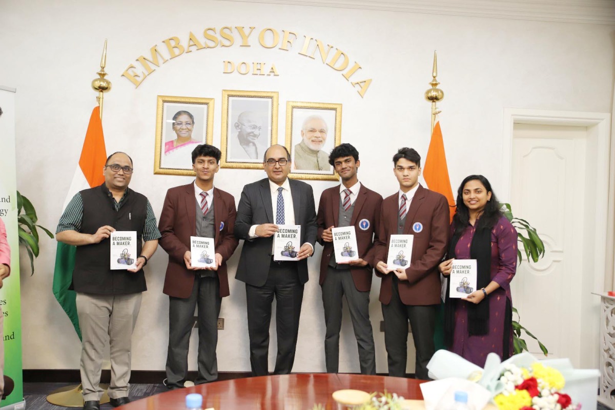 Ambassador of India to Qatar H E Vipul (third from left) during the book unveiling ceremony at the Indian Embassy in Doha.