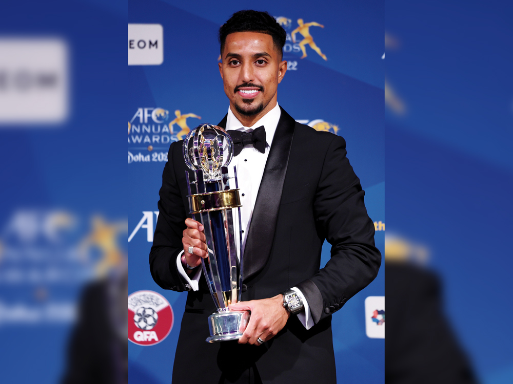Salem Al Dawsari poses with his AFC Player of the Year 2022 award. PIC: Mohamed Farag 