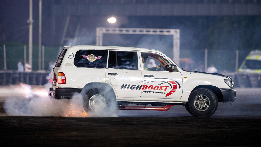 Action during the opening round of the Qatar Freestyle Drifting Championship.