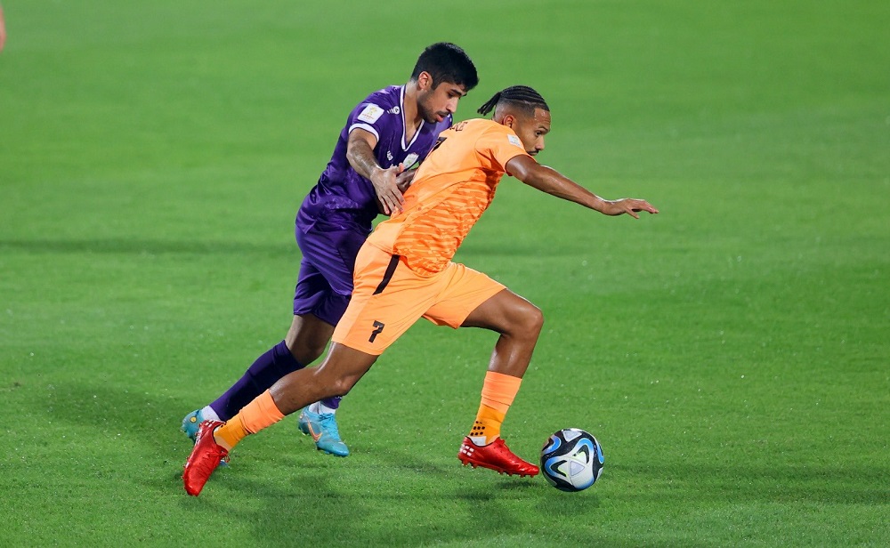 Action during the match between Umm Salal and Muaither yesterday. 