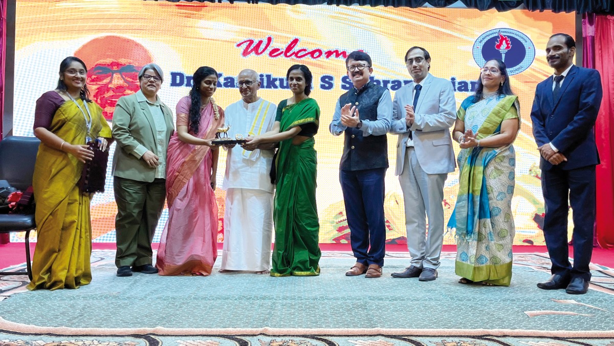 Artists, officials and guests during a Carnatic music programme at Birla Public School.