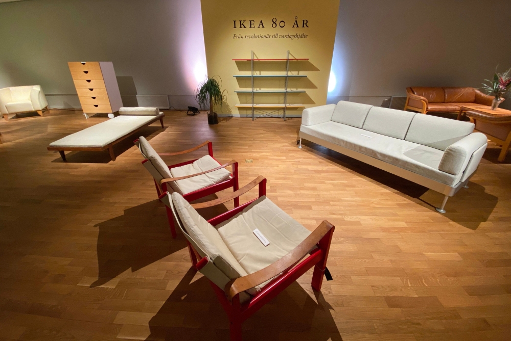 Vintage IKEA furnitures are on display in the showroom of Swedish auction house 