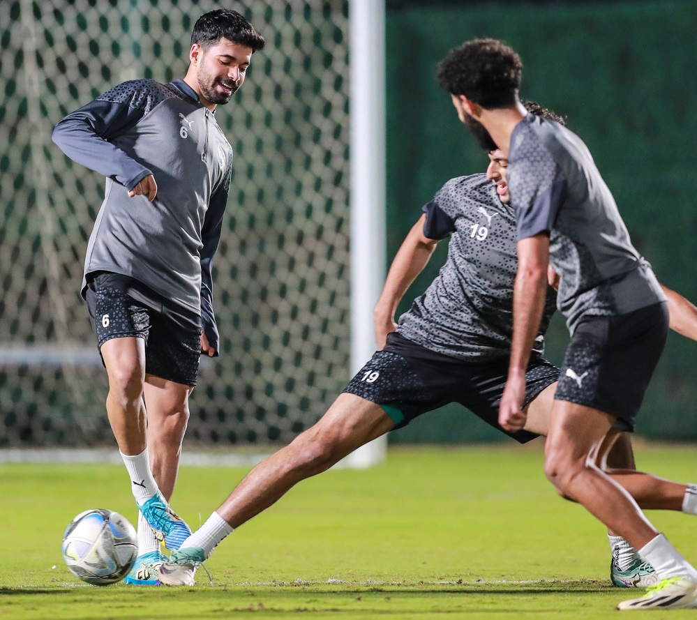 Al Wakrah players during a training session yesterday. 