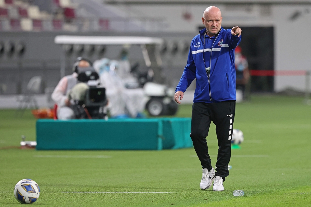 Picture taken on October 7, 2021 shows then Lebanon's Czech head coach Ivan Hasek during the 2022 Qatar World Cup Asian Qualifiers football match between Iraq and Lebanon, at the Khalifa International Stadium in the Qatari capital of Doha. Photo by KARIM JAAFAR / AFP