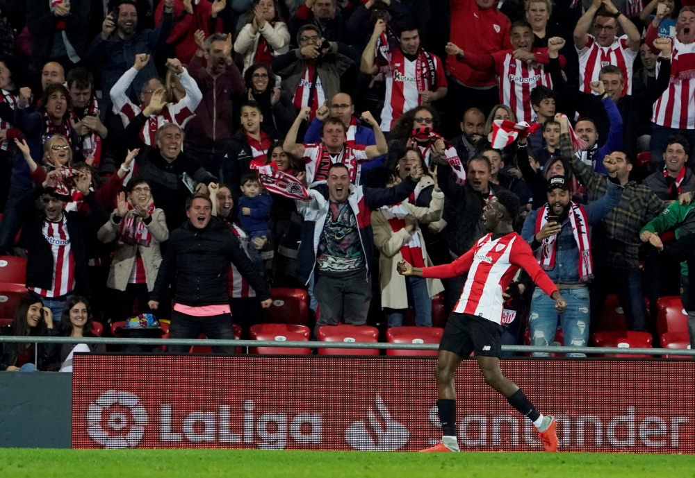 File Photo: Athletic Bilbao's Inaki Williams celebrates scoring their first goal REUTERS/Vincent West
