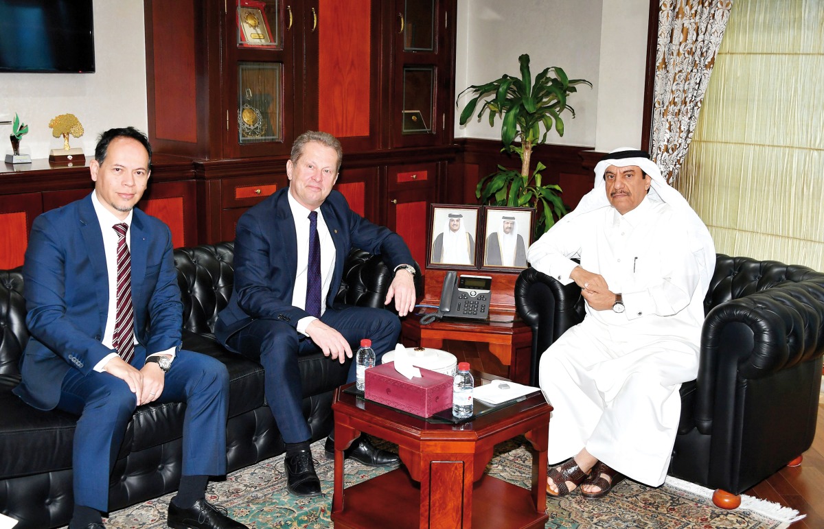 Qatar Chamber Acting General Manager Ali Saeed Bu Sherbak Al Mansori with Czech Trade Promotion Agency CEO Radomil Dolezal and Director of CzechTrade Qatar Michal Sontodinomo.