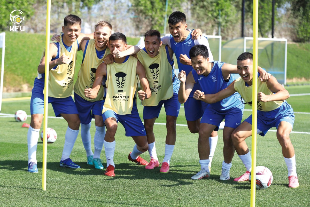 Kyrgyzstan players at Al Egla Training Site 1.