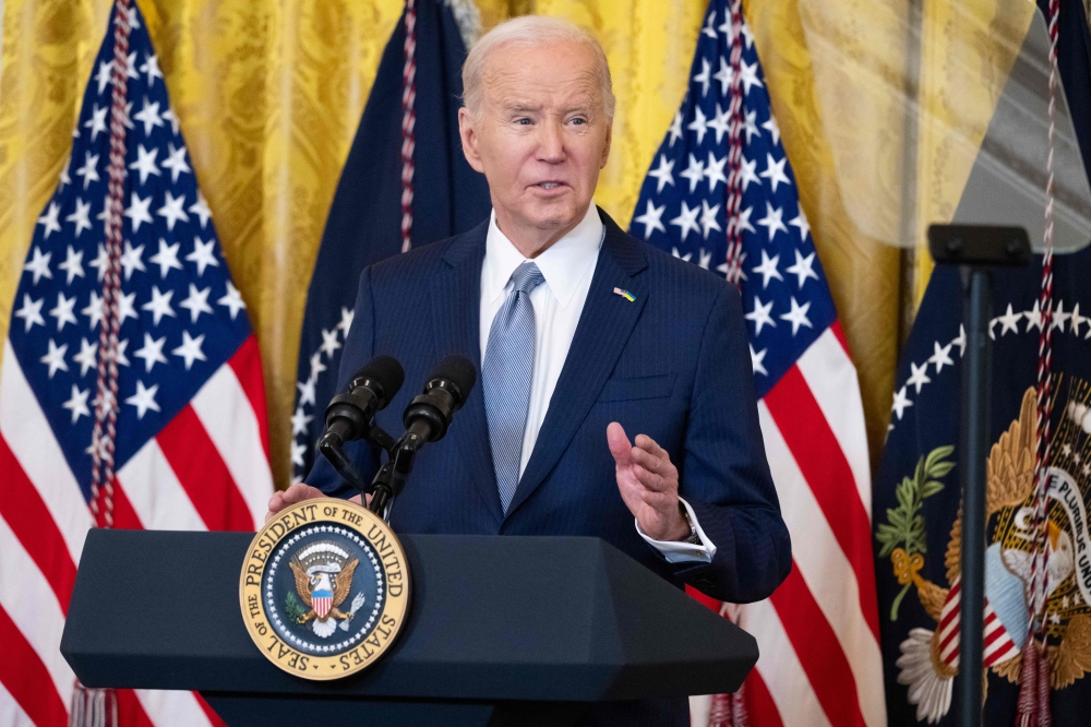 US President Joe Biden speaks to a bipartisan group of governors in the East Room of the White House in Washington, DC, during the National Governors Association Winter Meeting, on February 23, 2024. (Photo by Saul Loeb / AFP)