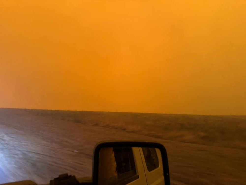 This handout picture courtesy of the Flower Mound Fire Department taken on February 28, 2024, shows smoke from the Smokehouse Creek Fire, near Amarillo, in the Texas Panhandle. Photo by Flower Mound Fire Department / AFP