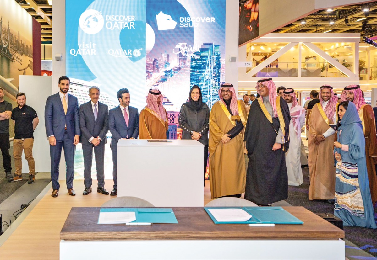 Chairman of Qatar Tourism H E Saad Bin Ali Al Kharji (third left) with Fahd Hamidaddin, CEO and a Member of the Board, Saudi Tourism Authority, along with other dignitaries during the launching of the campaign at ITB Berlin.