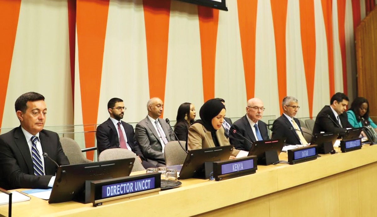 Qatar’s Permanent Representative to UN H E Ambassador Sheikha Alya Ahmed bin Saif Al Thani during UNOCT’s quarterly briefing.