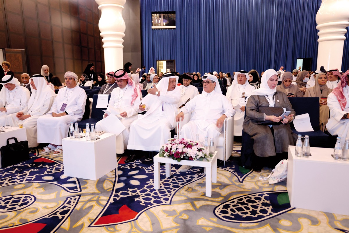 Minister of State and President of Qatar National LibraryH E Dr. Hamad bin Abdulaziz Al Kawari and other officials during the opening the the 27th Annual Conference and Exhibition of the Special Libraries Association - Arabian Gulf Chapter.