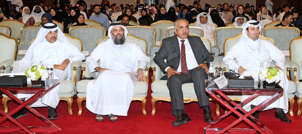 Director-General of the General Directorate of Endowments Dr. Sheikh Khalid bin Mohammed Al Thani (centre) and other officials at the event. 