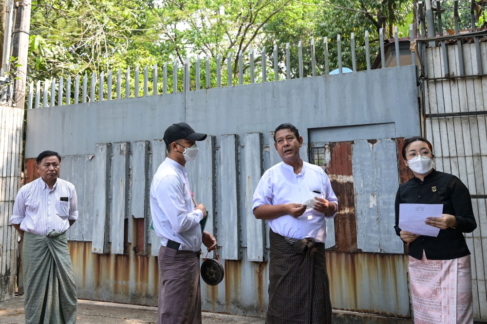This picture shows the entrance to the family house of detained Myanmar civilian leader Aung San Suu Kyi in Yangon on March 20, 2024. (Photo by AFP)
