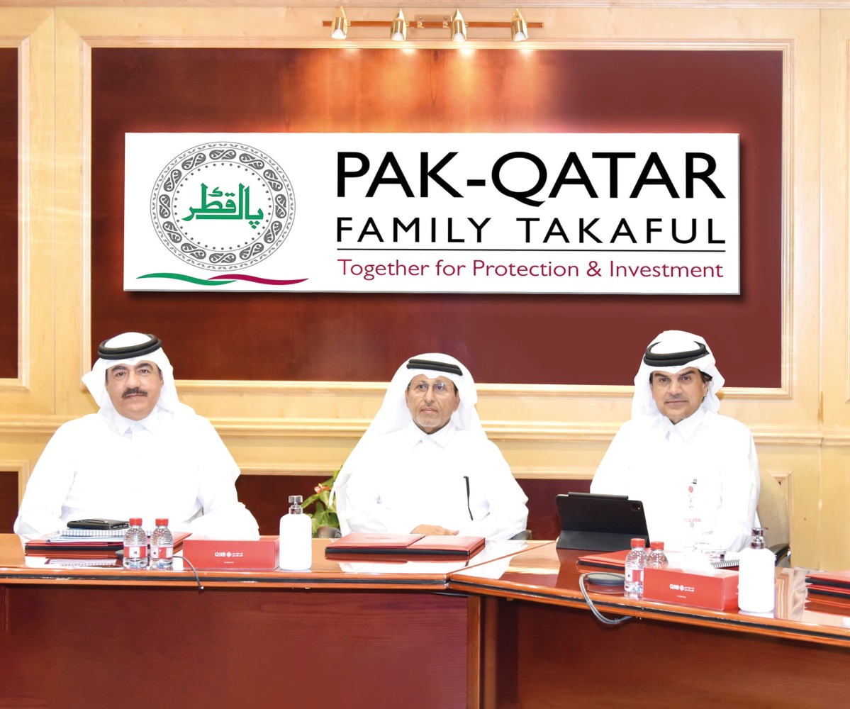 Chairman, Board of Directors of Pak-Qatar Takaful Group Sheikh Ali bin Abdullah bin Thani Al Thani with board members during the meeting.